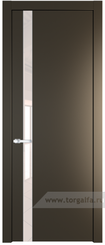 Дверь со стеклом ProfilDoors 18PW Lacobel Перламутровый лак с молдингом Серебро (Перламутр бронза)