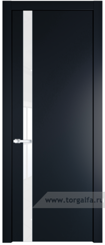 Дверь со стеклом ProfilDoors 18PW Лак классик с молдингом Серебро (Нэви Блу (RAL 7016))