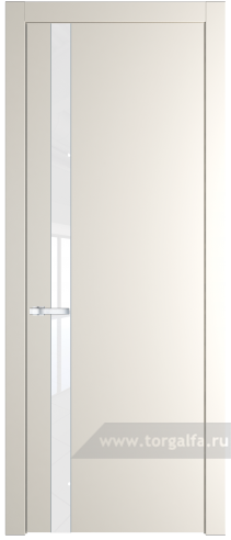 Дверь со стеклом ProfilDoors 18PW Лак классик с молдингом Серебро (Перламутр белый)