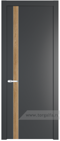 Глухая дверь ProfilDoors 18PW вставка Дуб Карамель с молдингом Серебро (Графит (Pantone 425С))