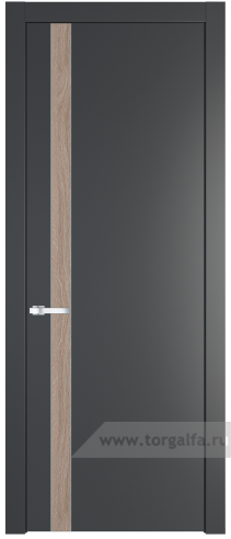 Глухая дверь ProfilDoors 18PW вставка Дуб Сонома с молдингом Серебро (Графит (Pantone 425С))