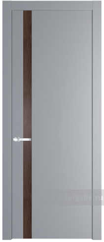 Глухая дверь ProfilDoors 18PW вставка Дуб Тобакко с молдингом Серебро (Смоки (RAL 870-02))