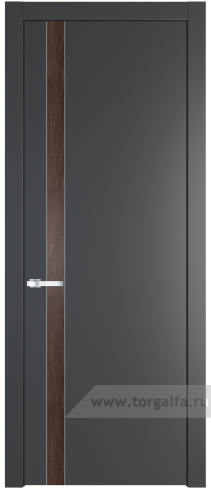 Глухая дверь ProfilDoors 18PW вставка Дуб Тобакко с молдингом Серебро (Графит (Pantone 425С))