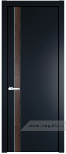 Глухая дверь ProfilDoors 18PW вставка Дуб Тобакко с молдингом Серебро (Нэви Блу (RAL 7016))