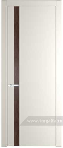 Глухая дверь ProfilDoors 18PW вставка Дуб Тобакко с молдингом Серебро (Перламутр белый)