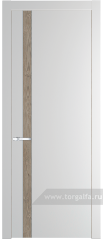 Глухая дверь ProfilDoors 18PW вставка Каштан темный с молдингом Серебро (Крем Вайт (RAL 120-02))
