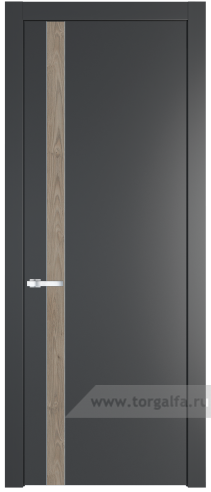 Глухая дверь ProfilDoors 18PW вставка Каштан темный с молдингом Серебро (Графит (Pantone 425С))