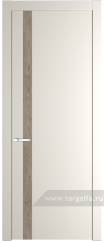 Глухая дверь ProfilDoors 18PW вставка Каштан темный с молдингом Серебро (Перламутр белый)