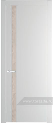Глухая дверь ProfilDoors 18PW вставка Каштан светлый с молдингом Серебро (Крем Вайт (RAL 120-02))
