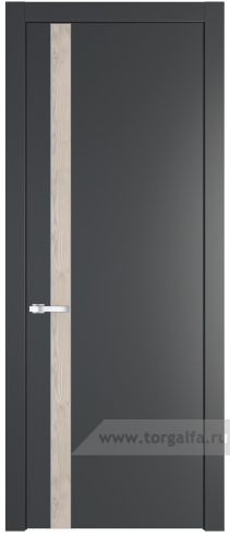 Глухая дверь ProfilDoors 18PW вставка Каштан светлый с молдингом Серебро (Графит (Pantone 425С))
