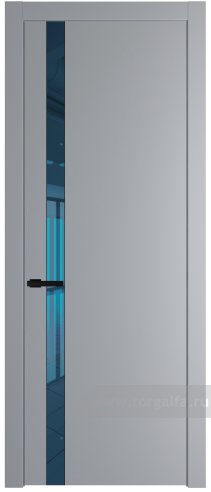 Дверь со стеклом ProfilDoors 18PW Зеркало Blue с молдингом Черный матовый (Смоки (RAL 870-02))