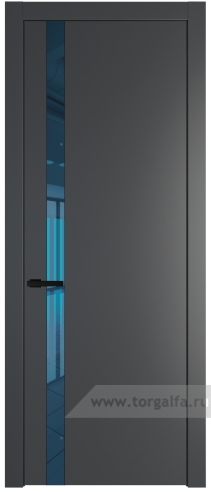 Дверь со стеклом ProfilDoors 18PW Зеркало Blue с молдингом Черный матовый (Графит (Pantone 425С))