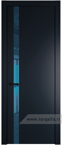 Дверь со стеклом ProfilDoors 18PW Зеркало Blue с молдингом Черный матовый (Нэви Блу (RAL 7016))