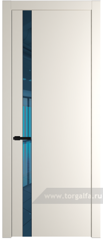 Дверь со стеклом ProfilDoors 18PW Зеркало Blue с молдингом Черный матовый (Перламутр белый)