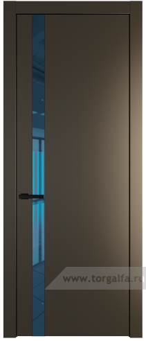Дверь со стеклом ProfilDoors 18PW Зеркало Blue с молдингом Черный матовый (Перламутр бронза)