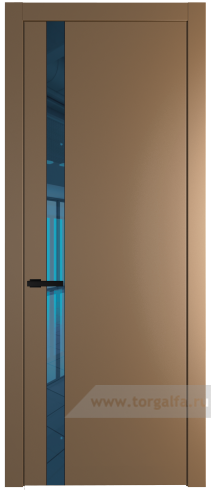 Дверь со стеклом ProfilDoors 18PW Зеркало Blue с молдингом Черный матовый (Перламутр золото)
