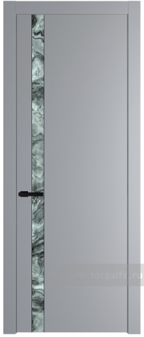Дверь со стеклом ProfilDoors 18PW Атриум серебро с молдингом Черный матовый (Смоки (RAL 870-02))
