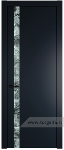Дверь со стеклом ProfilDoors 18PW Атриум серебро с молдингом Черный матовый (Нэви Блу (RAL 7016))