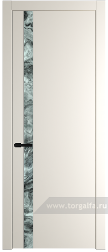 Дверь со стеклом ProfilDoors 18PW Атриум серебро с молдингом Черный матовый (Перламутр белый)