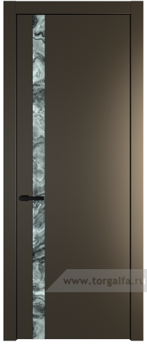 Дверь со стеклом ProfilDoors 18PW Атриум серебро с молдингом Черный матовый (Перламутр бронза)