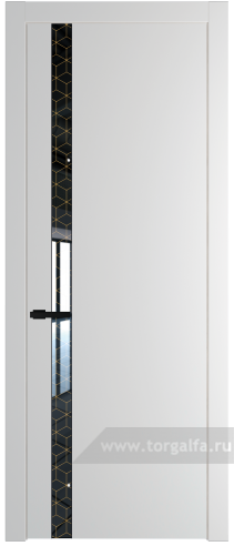 Дверь со стеклом ProfilDoors 18PW Лоран узор золото с молдингом Черный матовый (Крем Вайт (RAL 120-02))