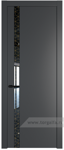 Дверь со стеклом ProfilDoors 18PW Лоран узор золото с молдингом Черный матовый (Графит (Pantone 425С))