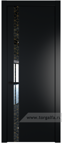 Дверь со стеклом ProfilDoors 18PW Лоран узор золото с молдингом Черный матовый (Блэк)