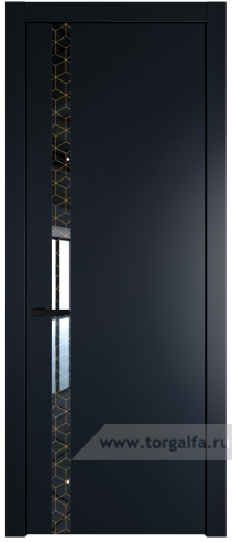 Дверь со стеклом ProfilDoors 18PW Лоран узор золото с молдингом Черный матовый (Нэви Блу (RAL 7016))