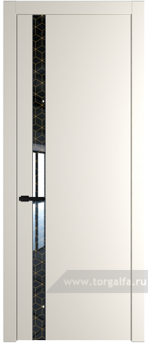 Дверь со стеклом ProfilDoors 18PW Лоран узор золото с молдингом Черный матовый (Перламутр белый)
