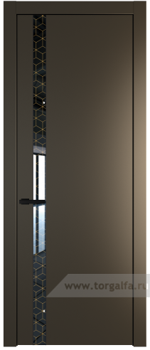 Дверь со стеклом ProfilDoors 18PW Лоран узор золото с молдингом Черный матовый (Перламутр бронза)