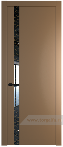 Дверь со стеклом ProfilDoors 18PW Лоран узор золото с молдингом Черный матовый (Перламутр золото)
