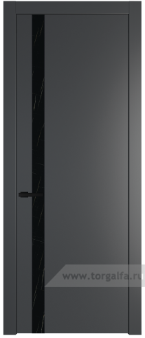 Дверь со стеклом ProfilDoors 18PW Неро мрамор с молдингом Черный матовый (Графит (Pantone 425С))
