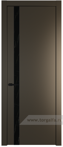 Дверь со стеклом ProfilDoors 18PW Неро мрамор с молдингом Черный матовый (Перламутр бронза)