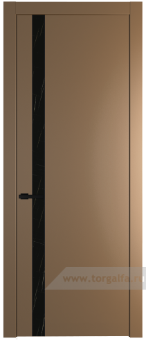 Дверь со стеклом ProfilDoors 18PW Неро мрамор с молдингом Черный матовый (Перламутр золото)