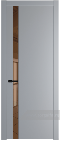 Дверь со стеклом ProfilDoors 18PW Зеркало Bronza с молдингом Черный матовый (Смоки (RAL 870-02))