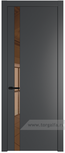 Дверь со стеклом ProfilDoors 18PW Зеркало Bronza с молдингом Черный матовый (Графит (Pantone 425С))