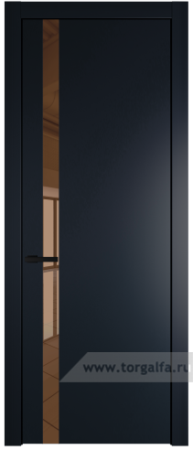 Дверь со стеклом ProfilDoors 18PW Зеркало Bronza с молдингом Черный матовый (Нэви Блу (RAL 7016))