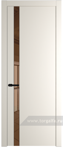 Дверь со стеклом ProfilDoors 18PW Зеркало Bronza с молдингом Черный матовый (Перламутр белый)