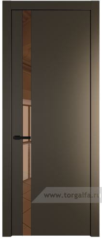 Дверь со стеклом ProfilDoors 18PW Зеркало Bronza с молдингом Черный матовый (Перламутр бронза)