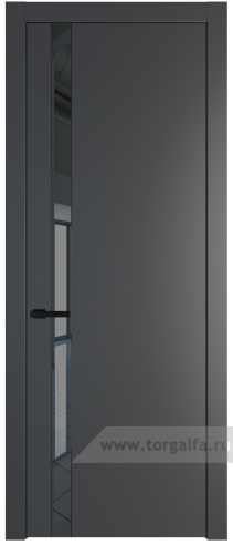 Дверь со стеклом ProfilDoors 18PW Зеркало Grey с молдингом Черный матовый (Графит (Pantone 425С))