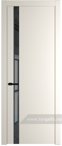 Дверь со стеклом ProfilDoors 18PW Зеркало Grey с молдингом Черный матовый (Перламутр белый)