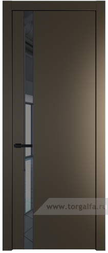 Дверь со стеклом ProfilDoors 18PW Зеркало Grey с молдингом Черный матовый (Перламутр бронза)