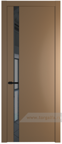Дверь со стеклом ProfilDoors 18PW Зеркало Grey с молдингом Черный матовый (Перламутр золото)