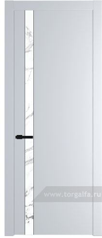 Дверь со стеклом ProfilDoors 18PW Нефи белый узор серебро с молдингом Черный матовый (Вайт (RAL 110 96 02))