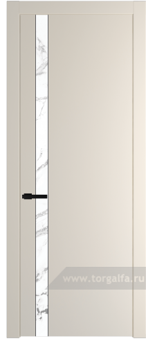 Дверь со стеклом ProfilDoors 18PW Нефи белый узор серебро с молдингом Черный матовый (Кремовая Магнолия (RAL 120-04))