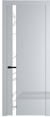 Дверь со стеклом ProfilDoors 18PW Нефи белый узор серебро с молдингом Черный матовый (Лайт Грей (RAL 870-01))