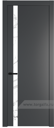 Дверь со стеклом ProfilDoors 18PW Нефи белый узор серебро с молдингом Черный матовый (Графит (Pantone 425С))