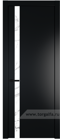 Дверь со стеклом ProfilDoors 18PW Нефи белый узор серебро с молдингом Черный матовый (Блэк)