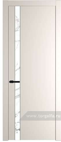 Дверь со стеклом ProfilDoors 18PW Нефи белый узор серебро с молдингом Черный матовый (Перламутр белый)