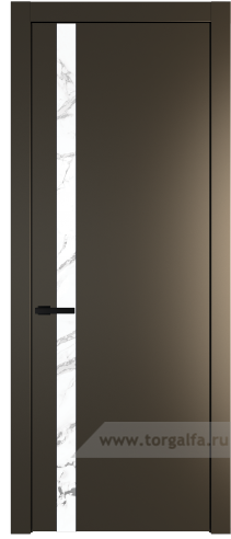 Дверь со стеклом ProfilDoors 18PW Нефи белый узор серебро с молдингом Черный матовый (Перламутр бронза)